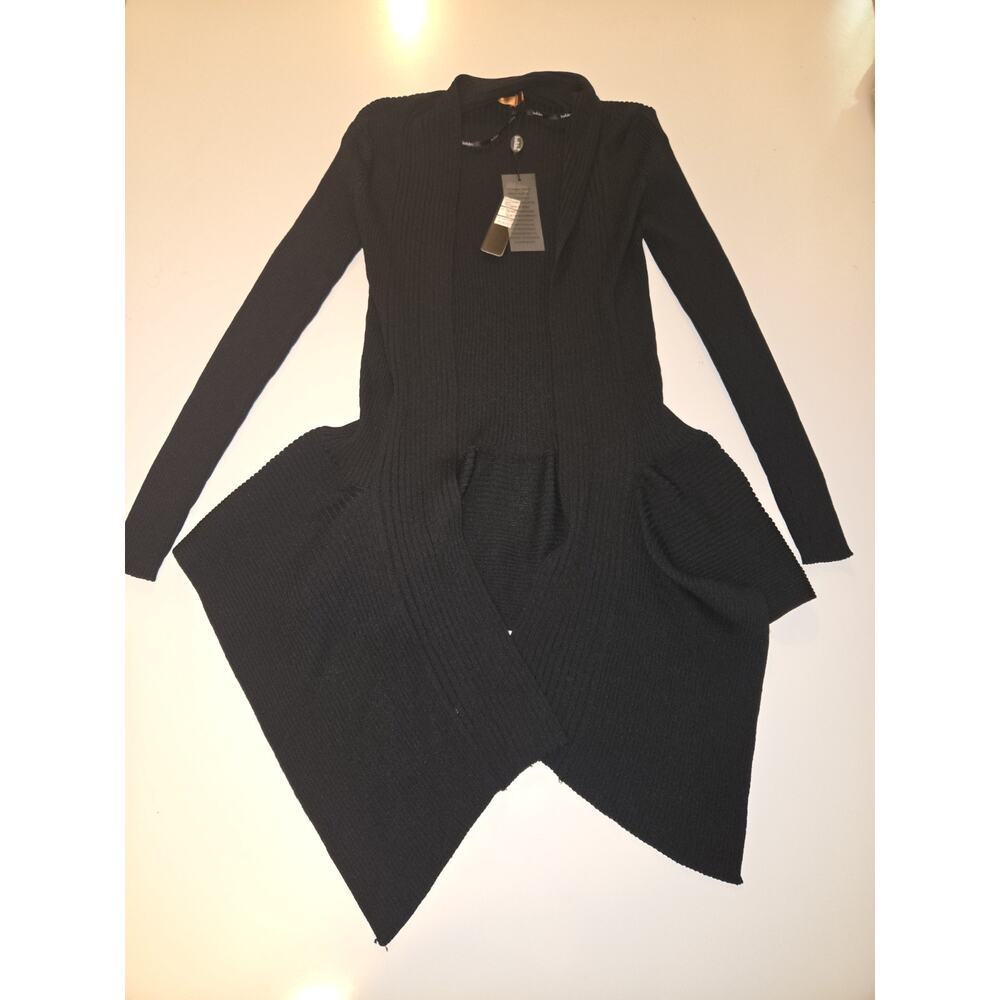 Belladini Women’s Small Black Ribbed Knit Long Cardigan Sweater Duster NWT - Picture 2 of 11